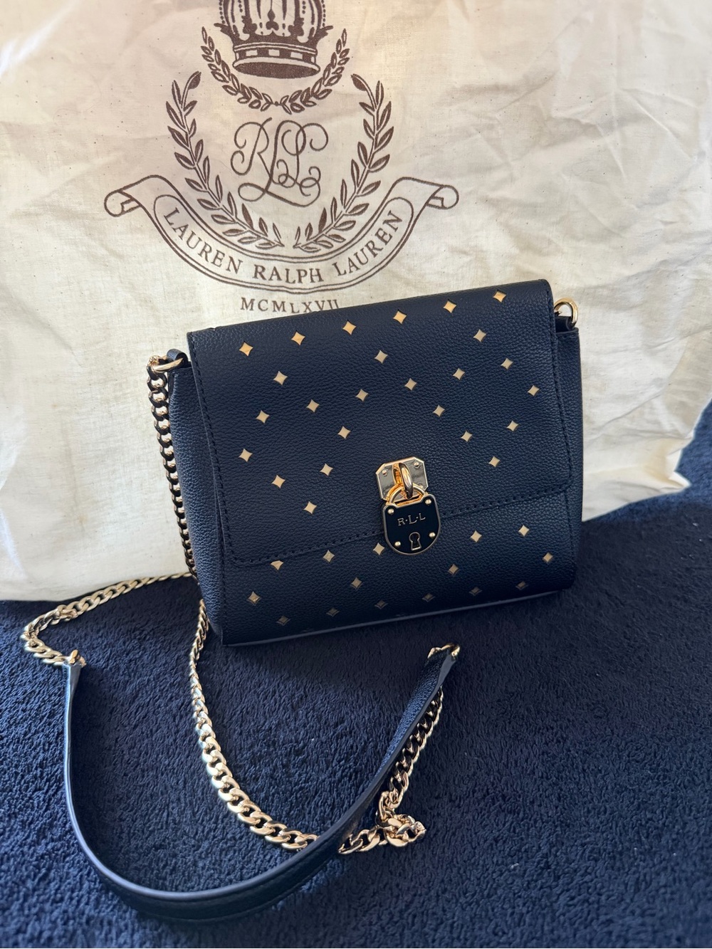 Preloved LRL Black Crossbody Bag with Gold detailing